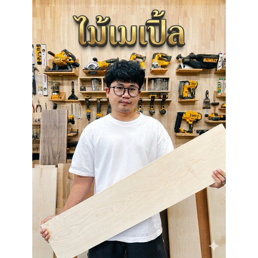 ไม้เมเปิ้ล Maple ไม้รีดสำเร็จ พร้อมใช้งาน (หนา 2.4 ซม.)