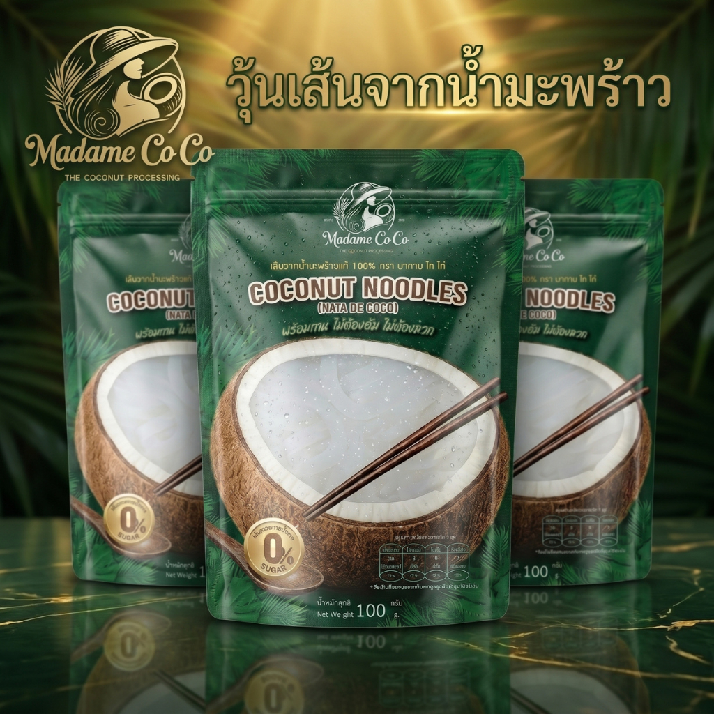 วุ้นเส้นจากน้ำมะพร้าว CoConut Noodles ไม่มีแป้ง ไม่มีน้ำตาล ไม่มีไขมัน แคลอรี่ต่ำ มีไฟเบอร์ KETO เส้นไร้แป้ง