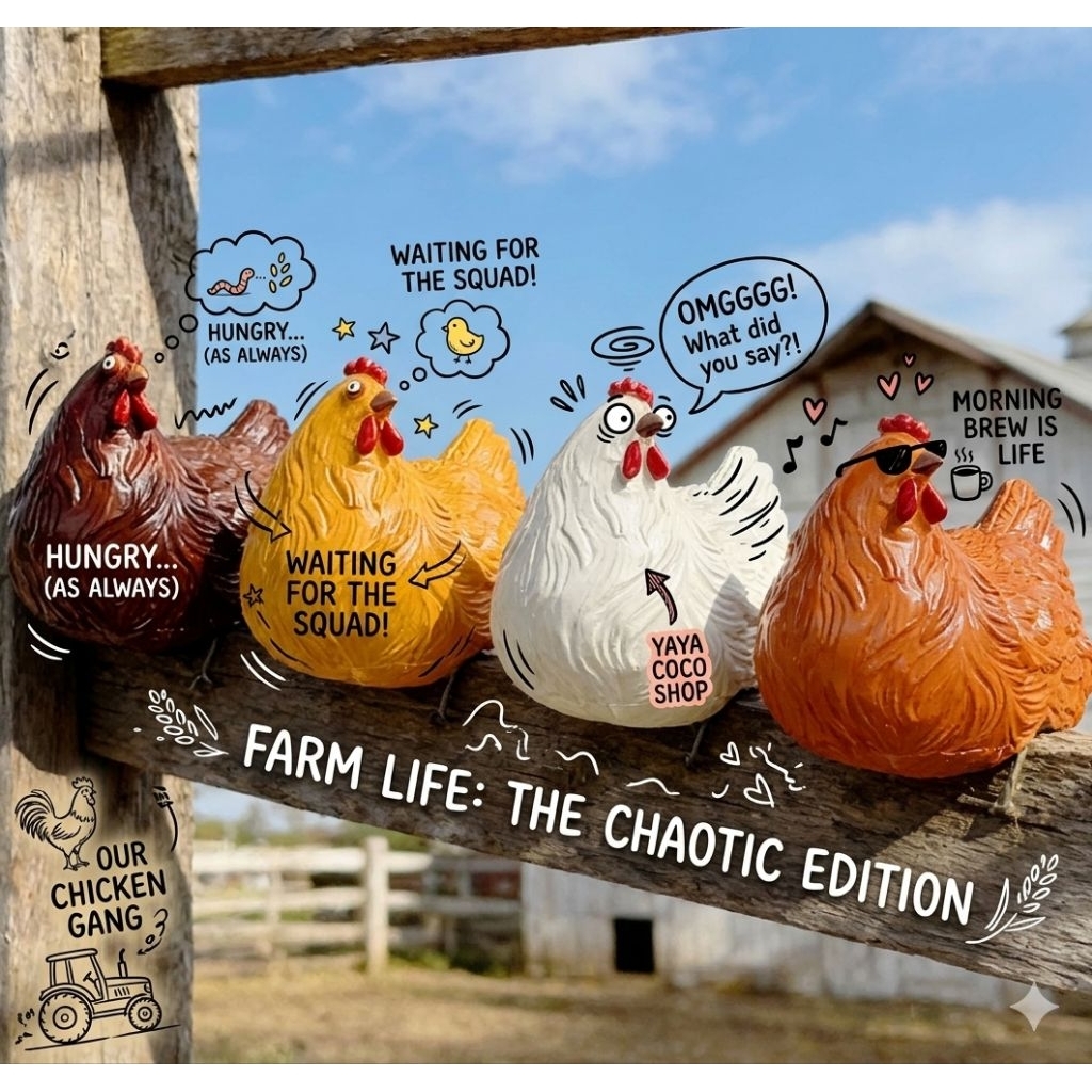⚡️พร้อมส่งด่วน⚡️ไก่ 4 สี 4 สไตล์ไก่ที่ไหนจะนั่งนิ่งได้ขนาดนี้ ไก่เรซิ่น สีสดใส ไม่ต้องกลัวบินหนี โดดเด่นจนใครๆก็ต้องทัก