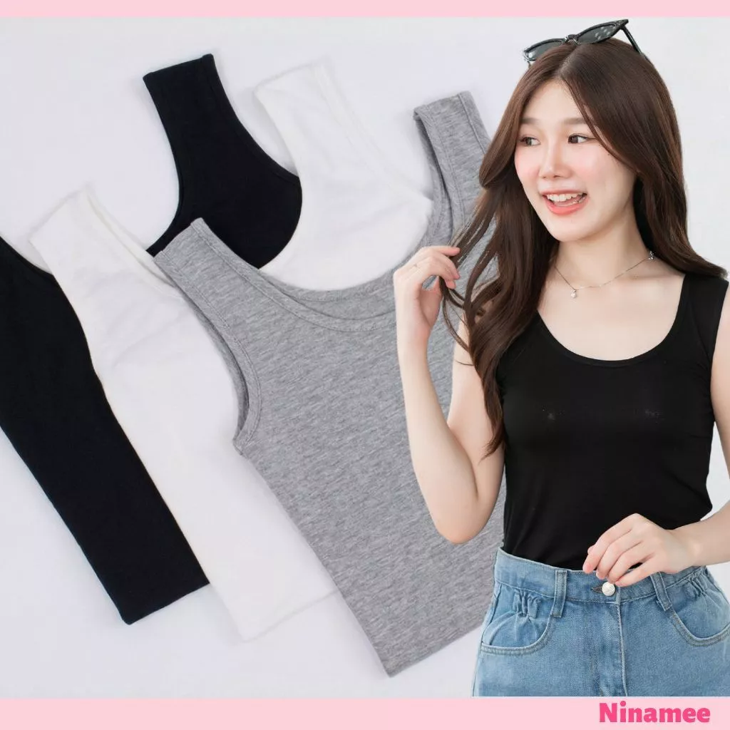 🍒Ninamee เสื้อกล้ามซับในตัวยาว อก 30-46 นิ้ว ผ้าใยธรรมชาตินุ่ม ใส่สบาย มี 2 ไซส์ ผ้าใส่ซับในเย็น#NN29