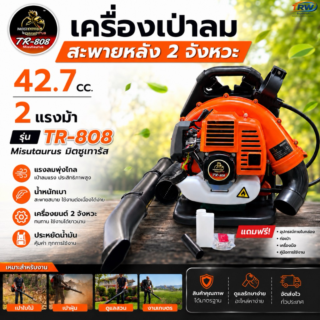 เครื่องเป่าลมสะพายหลัง 2 จังหวะ เบนซิน TR-808Misutaurus มิตซูเทารัส