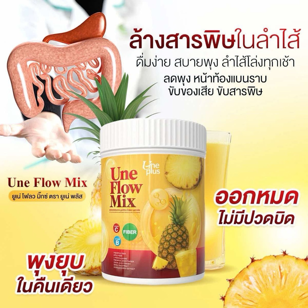 ผลิตภัณฑ์เสริมอาหาร ยูเน่โฟล์วมิ๊กไฟเบอร์ (ไฟเบอร์กลิ่นสับปะรดแบบกระปุก)