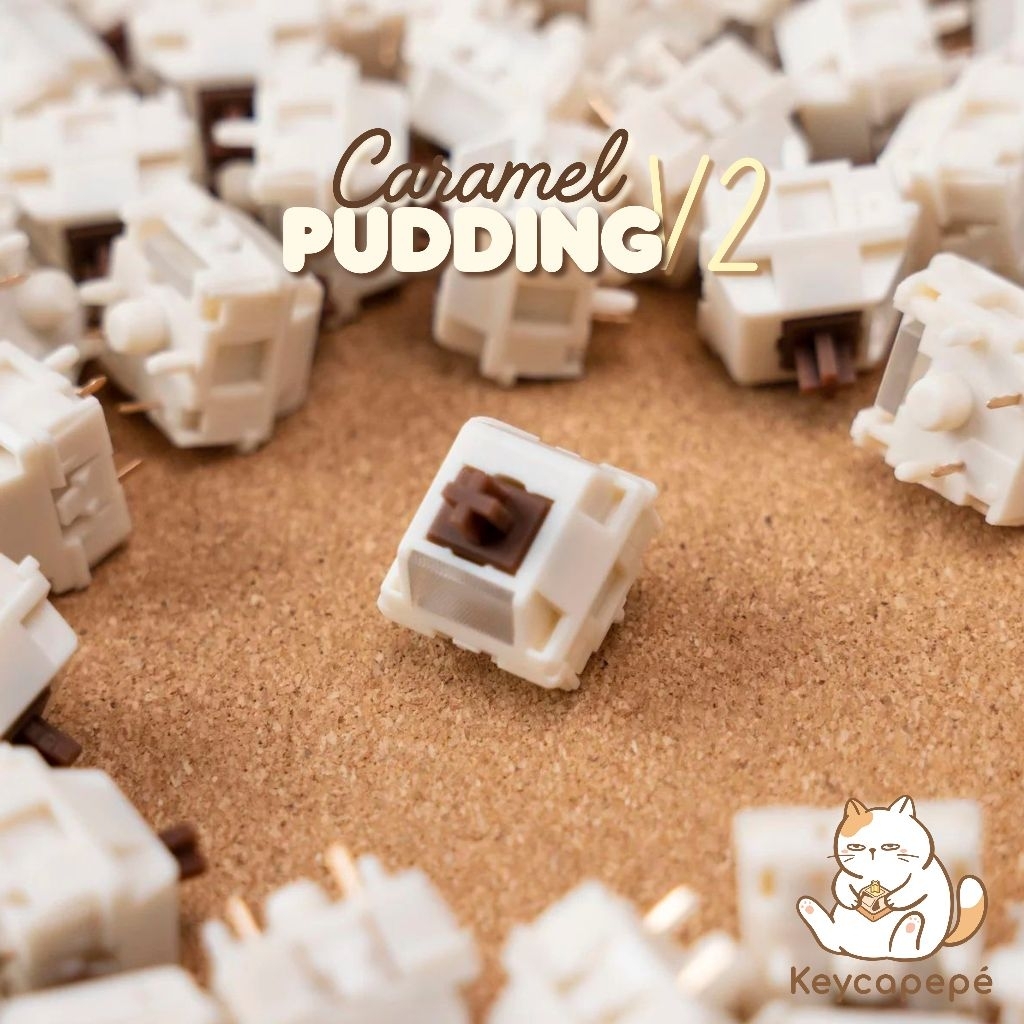 HMX Caramel Pudding V2 linear switch (10ชิ้น) pre lubed สวิตช์คีย์บอร์ด 1จังหวะ พรีลูป