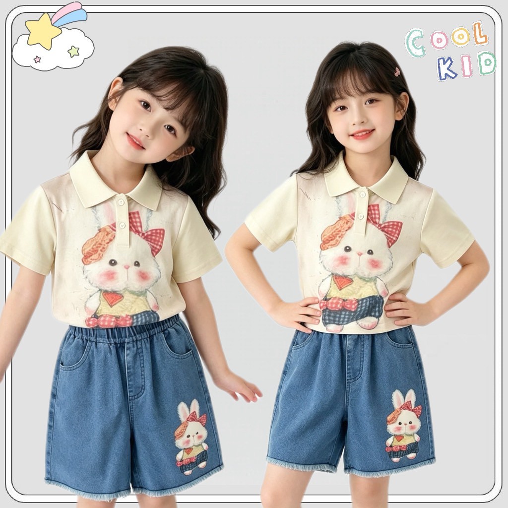 MC280 เซ็ตเสื้อกางเกงเด็กผู้หญิง ลุคเกาหลี ใส่สบาย น่ารักมาก(8689)