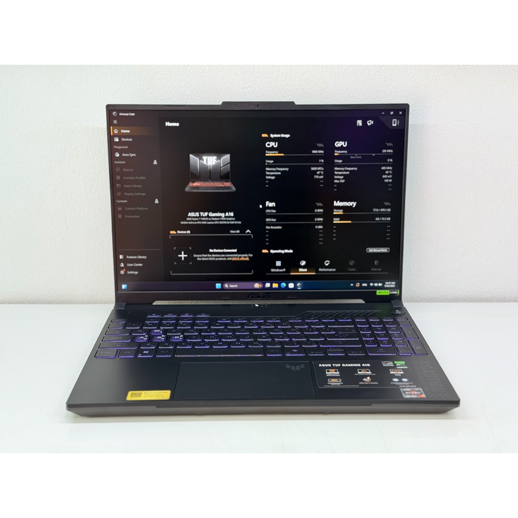 Notebook asus TUF gaming FA607NUG จอ 16 ryzen 7 7445HS ram 16gb ddr5 VGA RTX 4050 6gb อายุ 2 เดือน 0