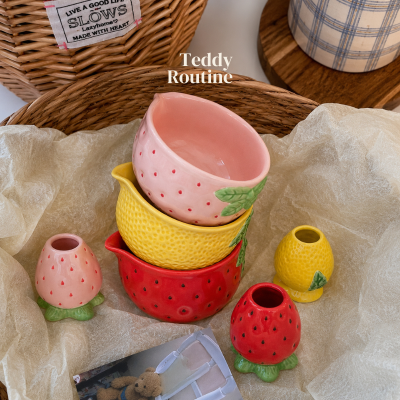 Pre8-10วัน ✨🍓🍋ถ้วยมัทฉะผลไม้ Frutie Chawan set (มีอัพเดทใหม่แบบ2และ3ชิ้น) (Preorder UK 🇬🇧)