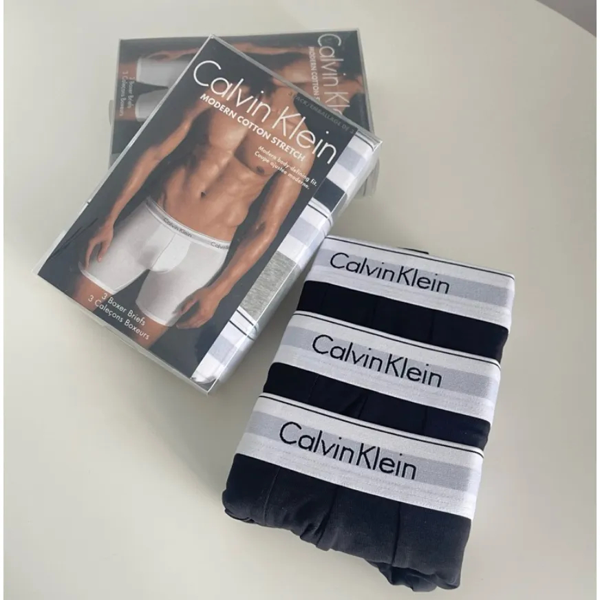 กางเกงในผู้ชาย แพ็ค 3 ชิ้น Calvin Klein Men's Underwear Cotton Stretch Trunks 3pack เนื้อผ้าฝ้ายใส่สบาย ของแท้100%
