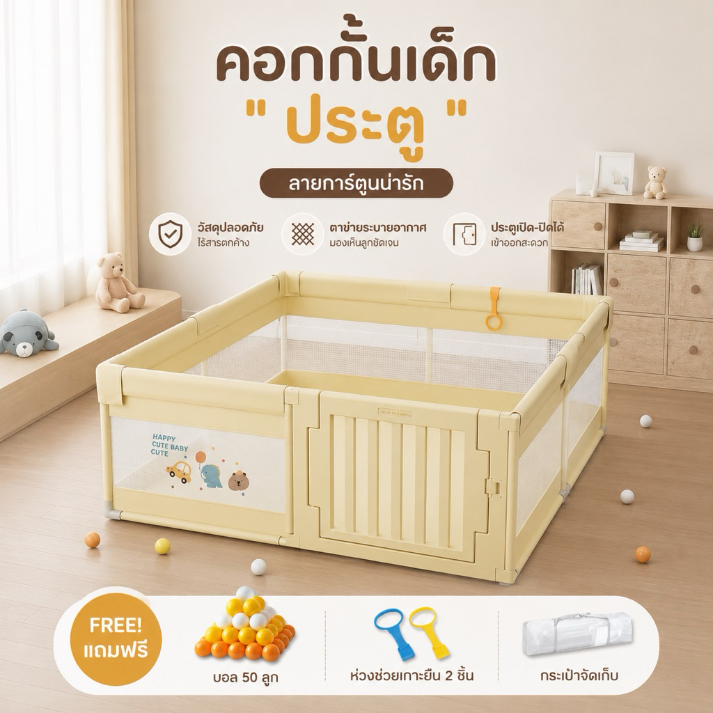 คอกกั้นเด็กประตู เข้าออกง่าย มินิมอล ปลอดภัย แข็งแรง เด็กคลาน/หัดเดิน