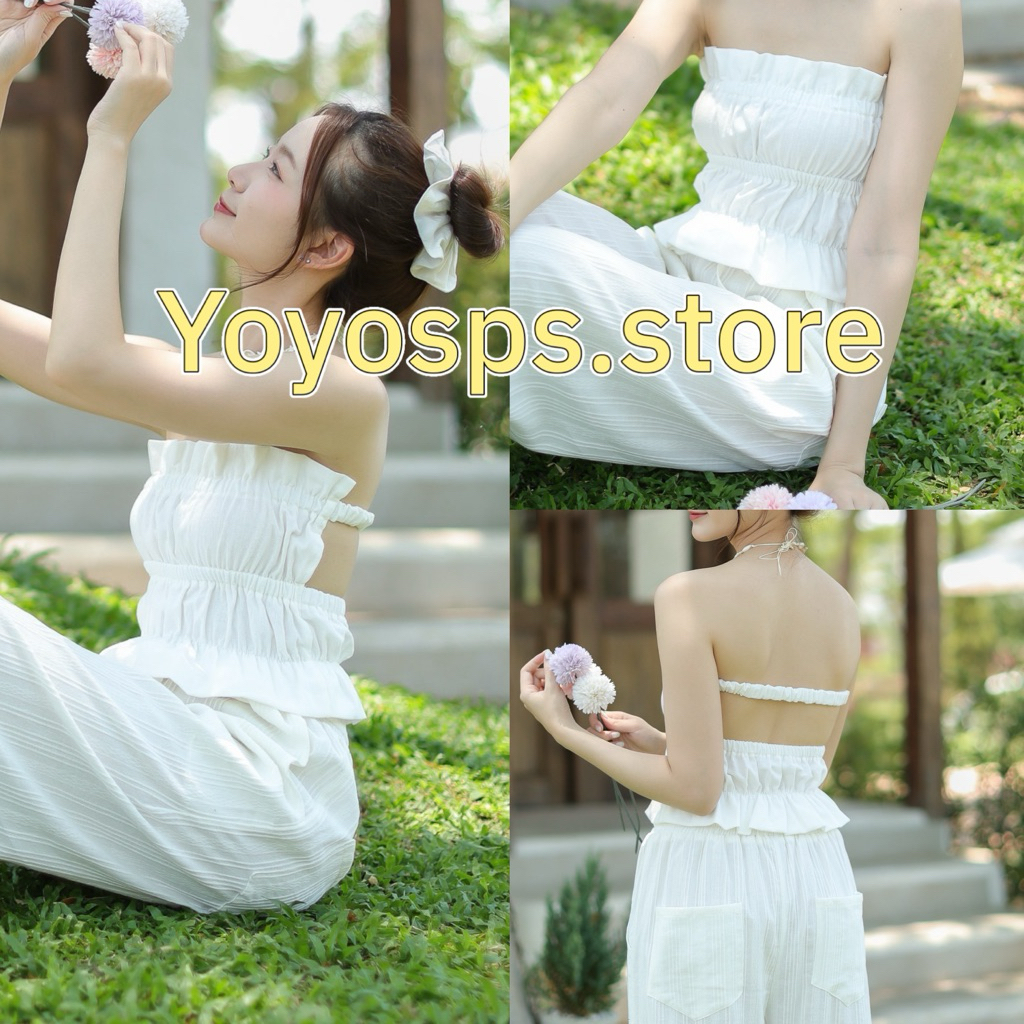 พร้อมส่ง SUNSET TOP🌅🏝️เกาะอกผ้าฝ้าย