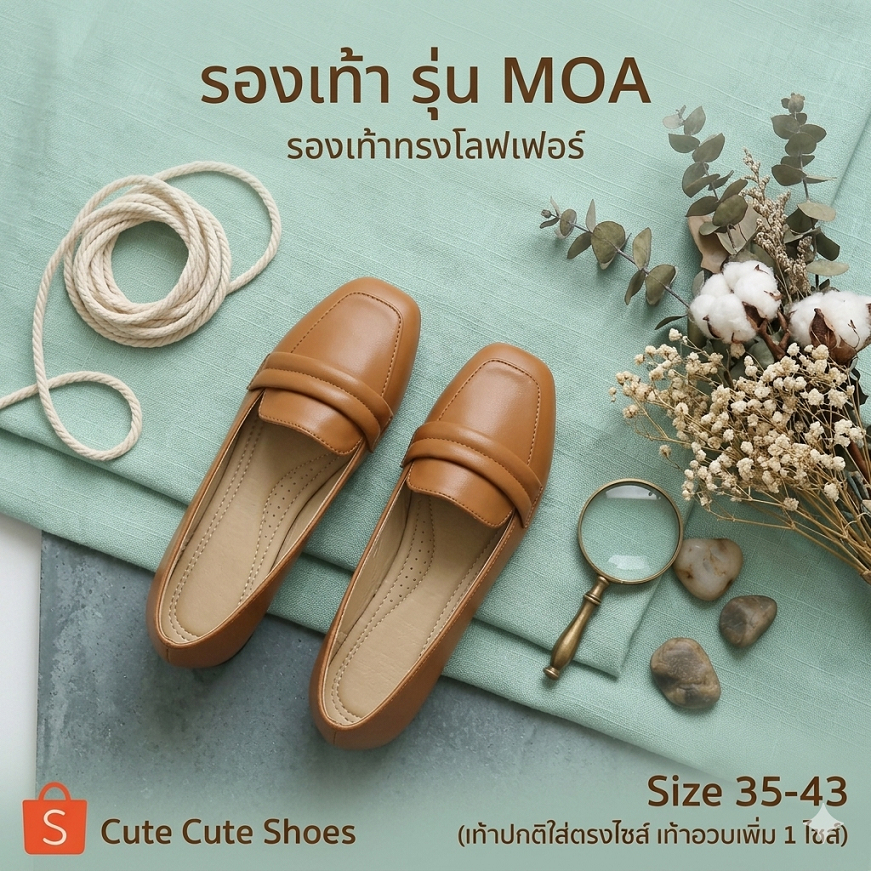 Moa โมอา รองเท้าโลฟเฟอร์  ส้น 0.5 นิ้ว ใส่สบาย จะยืนจะเดินทั้งวันก็สบาย มี 3 สีให้เลือก