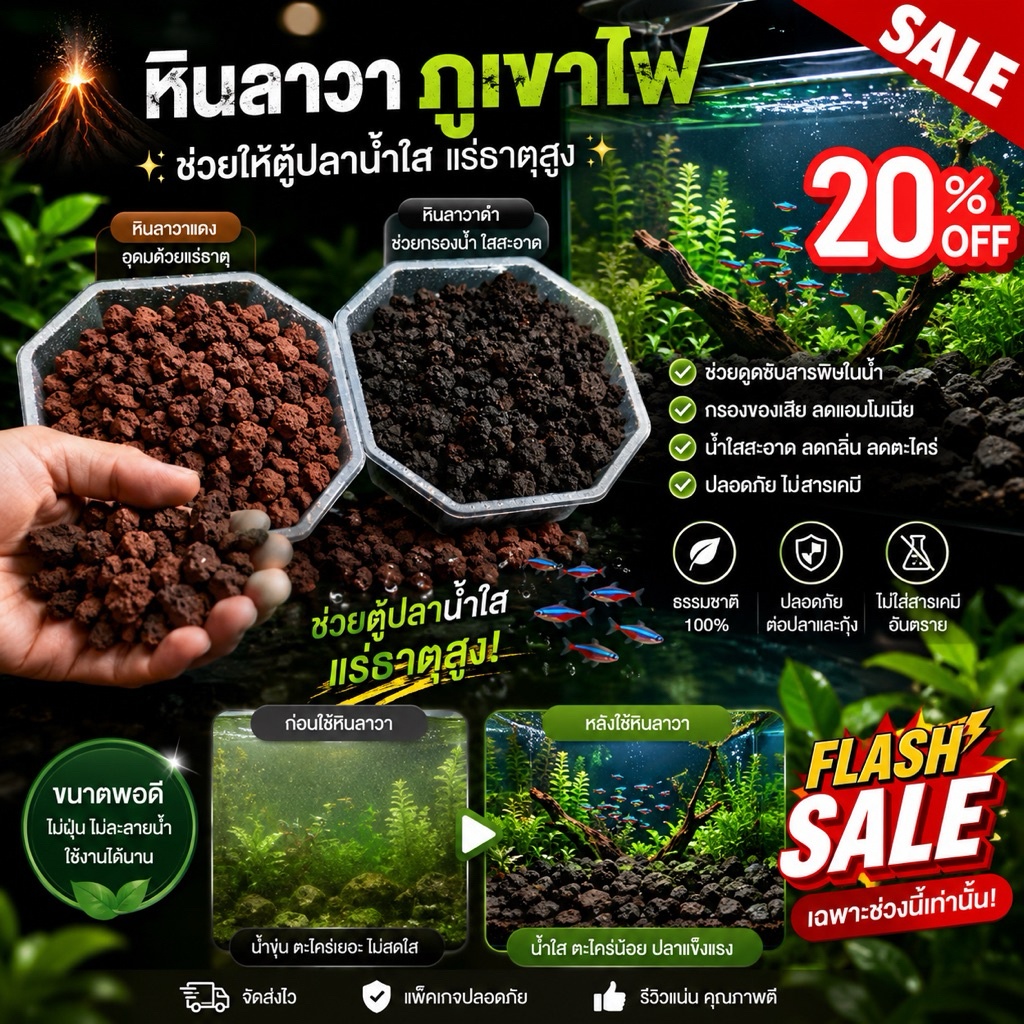 หินกรอง🥇ช่วยน้ำใส ดูดกลิ่น ปลูกต้นไม้ได้🌿
