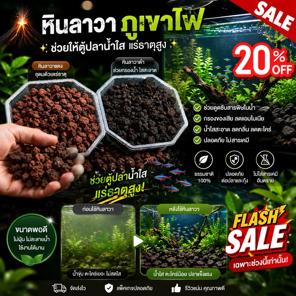 หินกรอง🥇ช่วยน้ำใส ดูดกลิ่น ปลูกต้นไม้ได้🌿