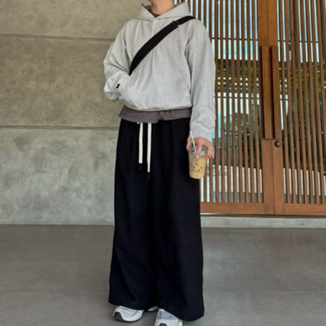 fitment oversize pants กางเกงโอเวอร์ไซส์ ขายาว สีดำ รุ่นผ้าฝ้าย