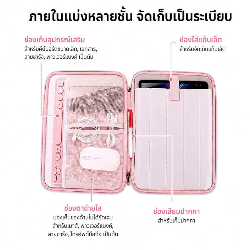 กระเป๋าใส่ไอแพด ซองใส่แท็บเล็ตแล็ปท็อป ผ้าไนลอนกันน้ำ 11/13 นิ้ว thumbnail 3