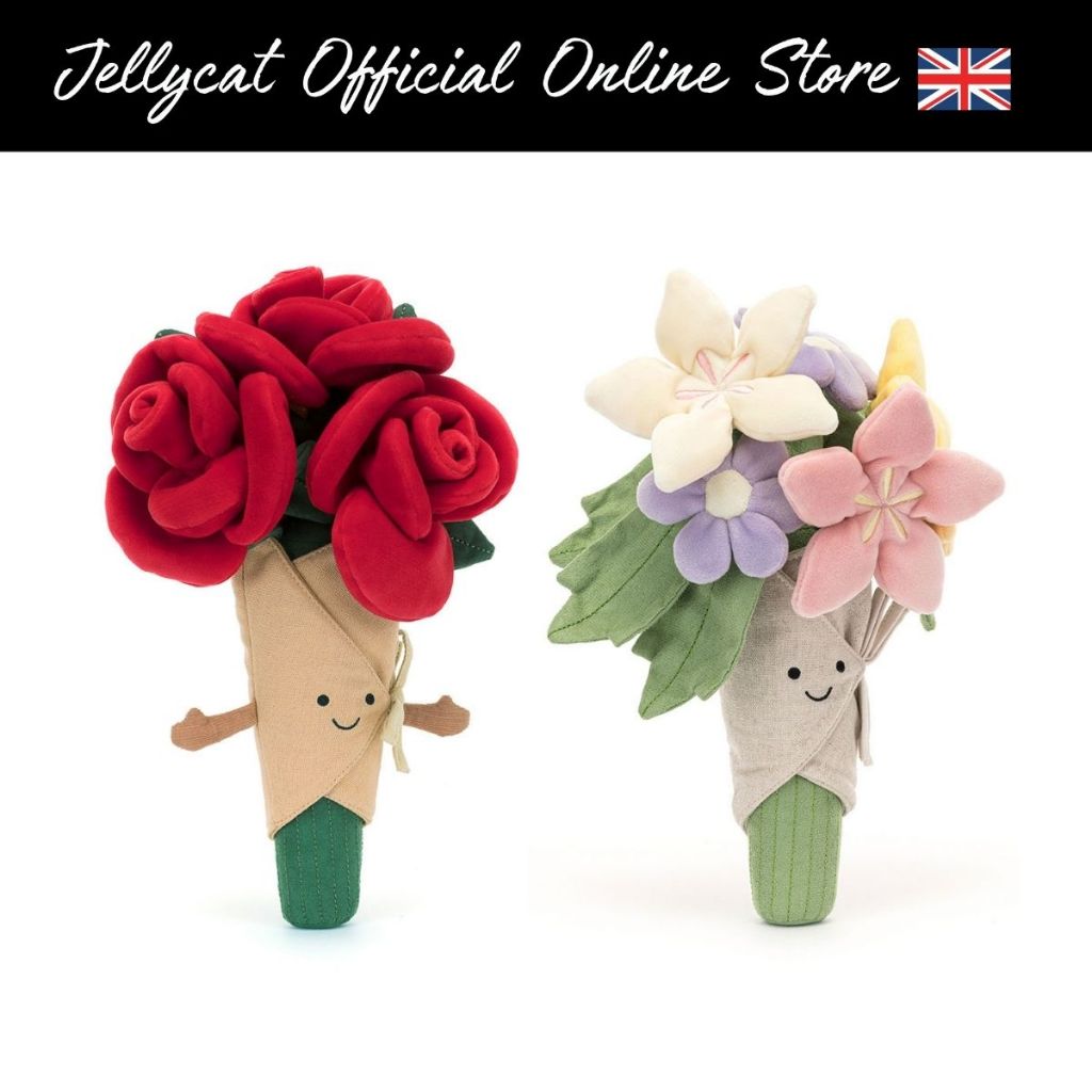 [ถุงผ้าแถมฟรี] ตุ๊กตา Jellycat ของแท้ 100% Rose Bouquet of Flowers ของขวัญ ของขวัญวันเกิด