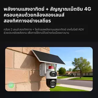 USEE D80 ซิม 4G กล้องโซล่าเซลล์ 2เลนส์ กล้องวงจรปิดไร้สาย ดูออนไลน์ผ่านมือถือ กล้องกันขโมย ภาพชัด