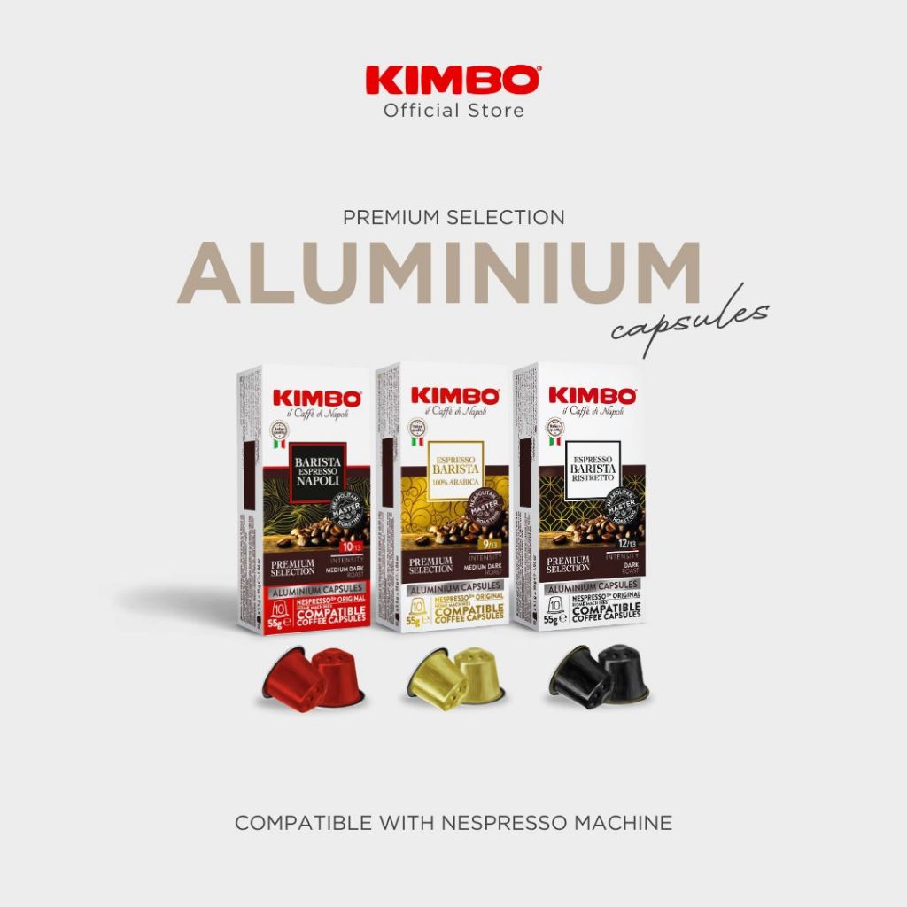 [ใหม่! แคปซูลพรีเมี่ยม] Kimbo Nespresso Aluminium Capsule กาแฟแคปซูล คิมโบ 10 แคปซูล/กล่อง (Imported from Italy)