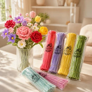 (RAK Domai) รักดอกไม้ ลวดกำมะหยี่ 100เส้น ⁠ลวดกำมะหยี่สีฟ้า⁠ ขนฟู ด้ายกำมะหยี่บิด พวงมาลัยวันแม่⁠ ⁠ของขวัญวันแม่⁠