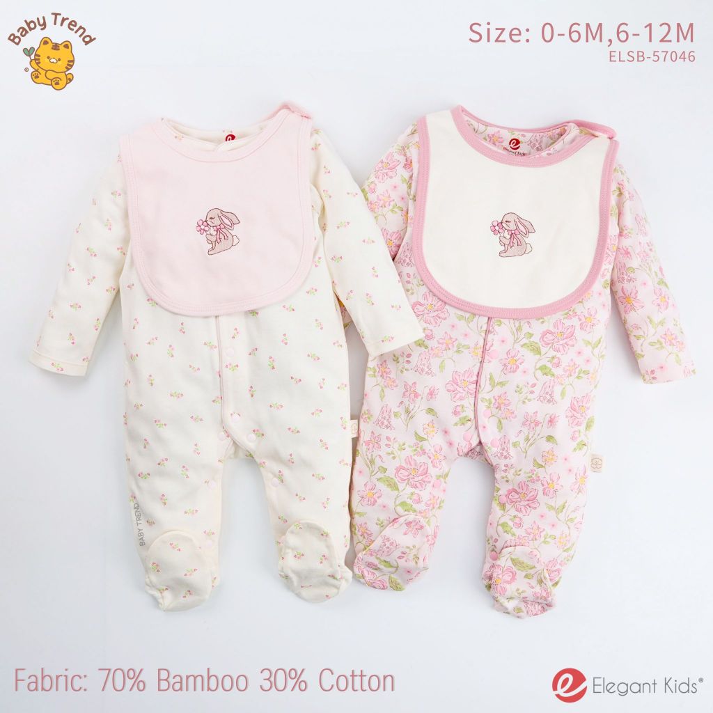Elegant Kids ชุดหมีคลุมเท้าลูกสาว 0-12 เดือน พร้อมผ้ากันเปื้อน Rabbit Bamboo Collection | Baby trend