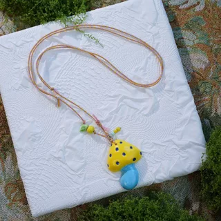 🍄COD🍄สร้อยคอเซรามิก necklace น่ารัก จี้ เห็ด แฟชั่น ลูกปัด สำหรับผู้หญิง หลากสี ส่งเร็ว