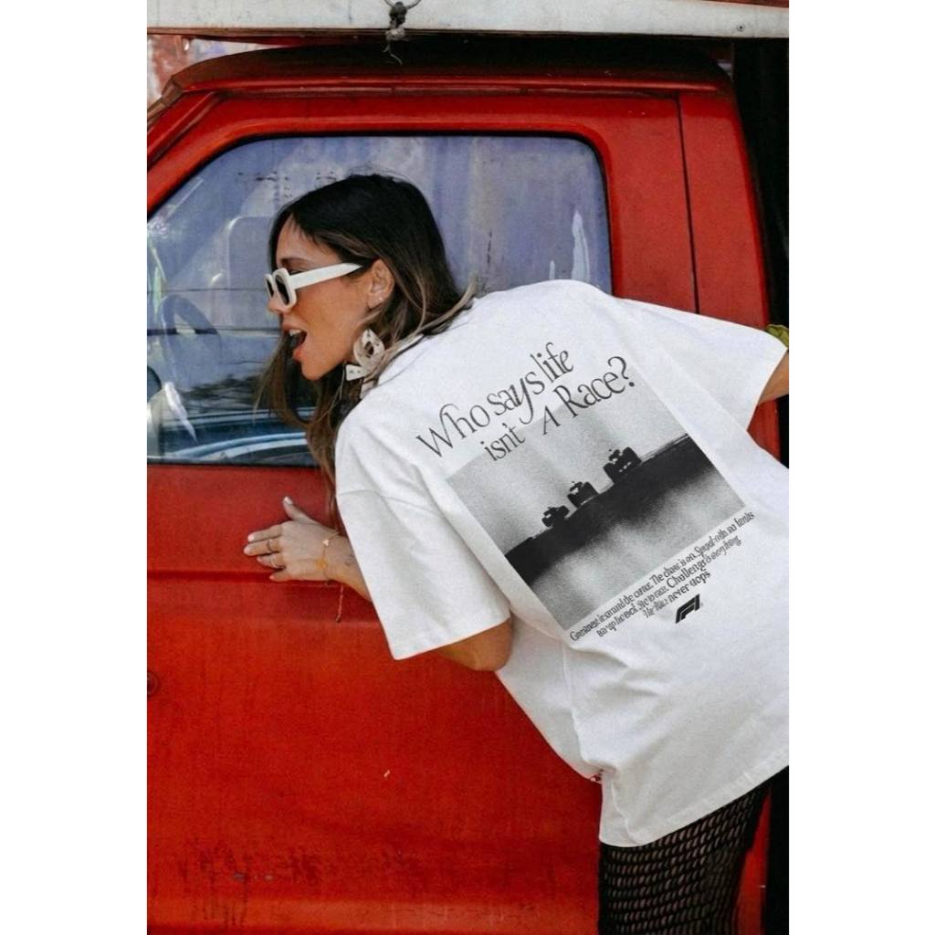 OVERSIZED PRINTED T-SHIRT เสื้อยืดโอเวอร์ไซส์ทำจากผ้าคอตตอนเจอร์ซีย์พิมพ์ลายเนียนนุ่ม