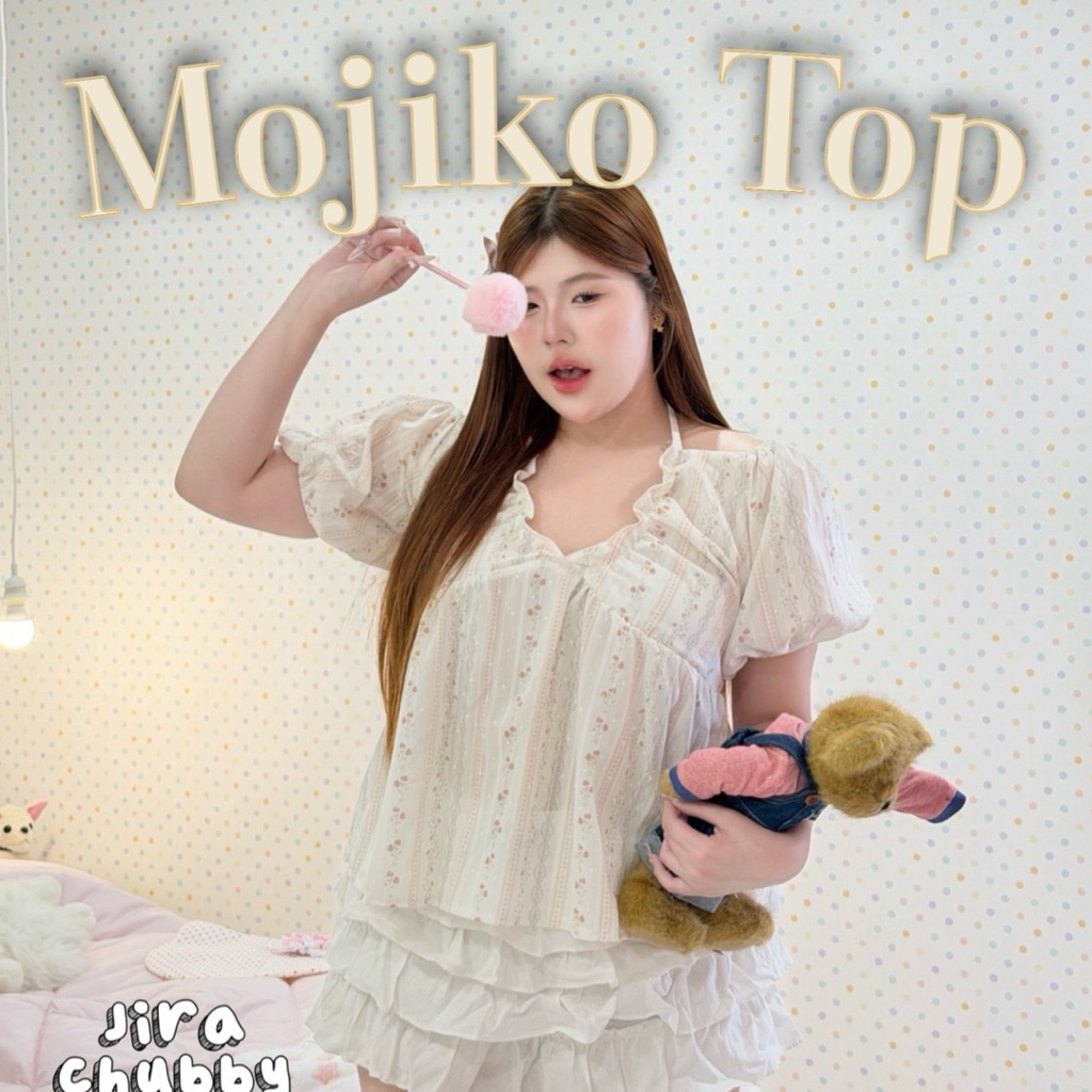 🧸𝐂𝐡𝐮𝐛𝐛𝐲𝐋𝐚𝐧𝐝.(อก38-52)🎨Mojiko Top🎨เสื้อสาวอวบ เสื้อไซส์ใหญ่ ดีเทลน่ารักสุดๆ #Sh517