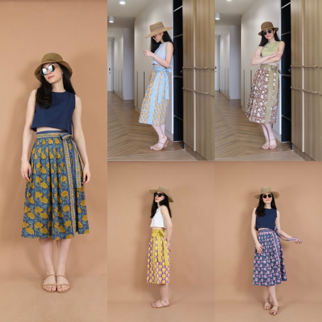 Indian Cotton Wrap Skirt by Chuenmuen
