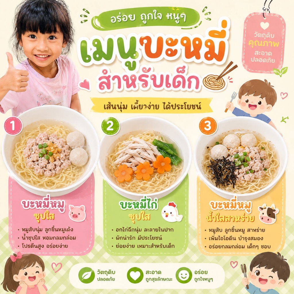เครื่องปรุง เมนูก๋วยเตี๋ยวน้ำ สำหรับ น้อง 1 ขวบขึ้นไป meekun klomkloam jinny