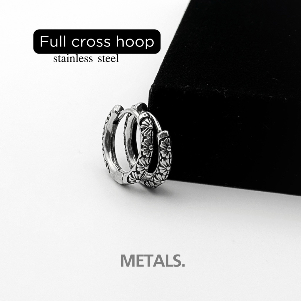 METALS ต่างหูห่วง Full Cross Hoop  สแตนเลส (WATERPROOF) EH04-03