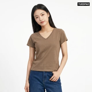 Yuedpao Ultrasoft Non-Iron 2026 (Women) - V Neck เสื้อยืดคอวีผู้หญิง สีพื้น ผ้านุ่ม ใส่สบาย ไม่ต้องรีด Set Lava