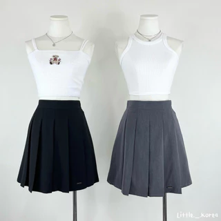 LITTLE KOREA - รุ่น Plus จีบใหญ่ (2 ความยาว) ยาว 18” และ 30.5” XS-4XL เอว 22” ถึง 38” กระโปรงเทนนิส ซับในกระโปรง