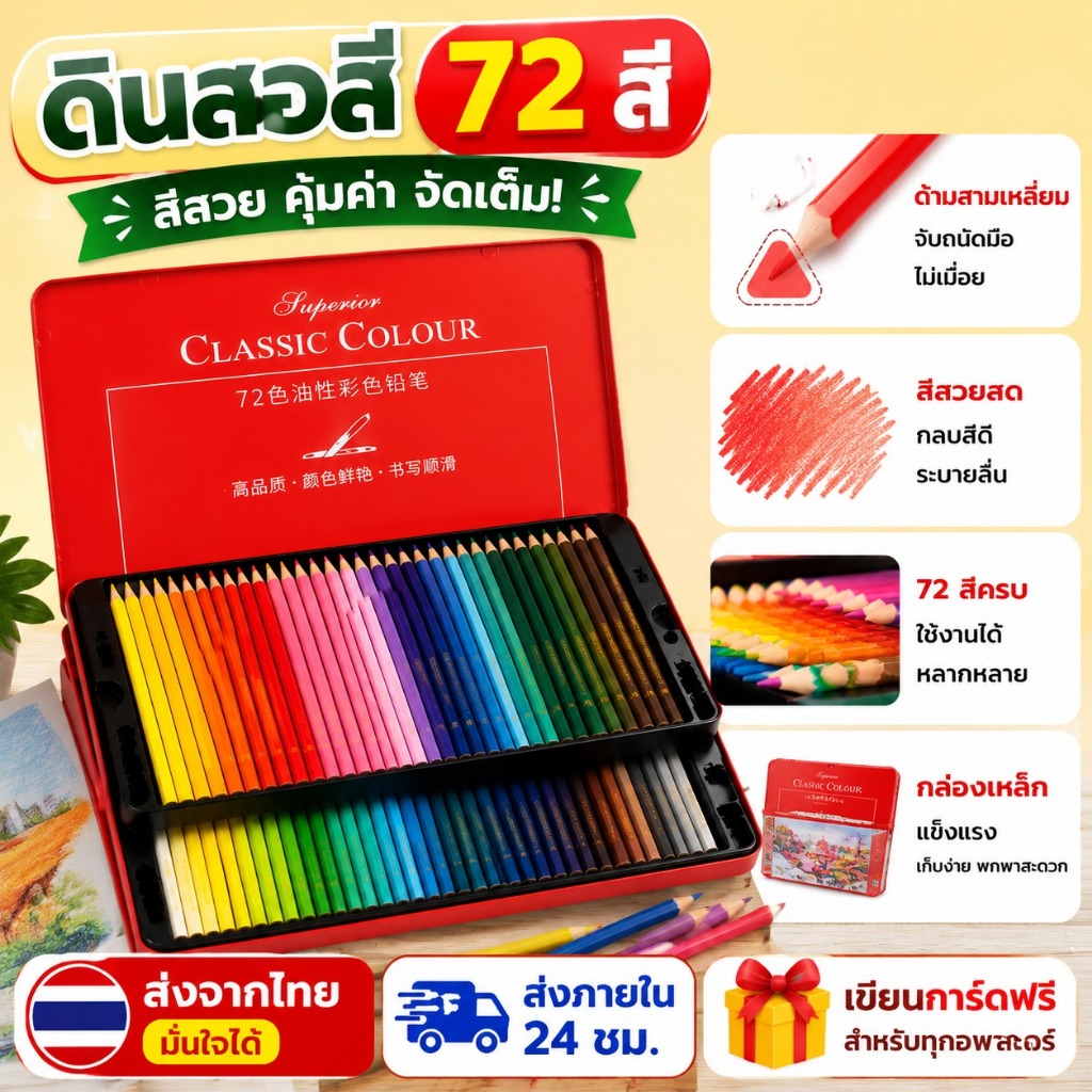 Giorgione 12/24/36 Color Professional Oil Painting Colored Pencil Set Artist Sketch Drawing Wood Col