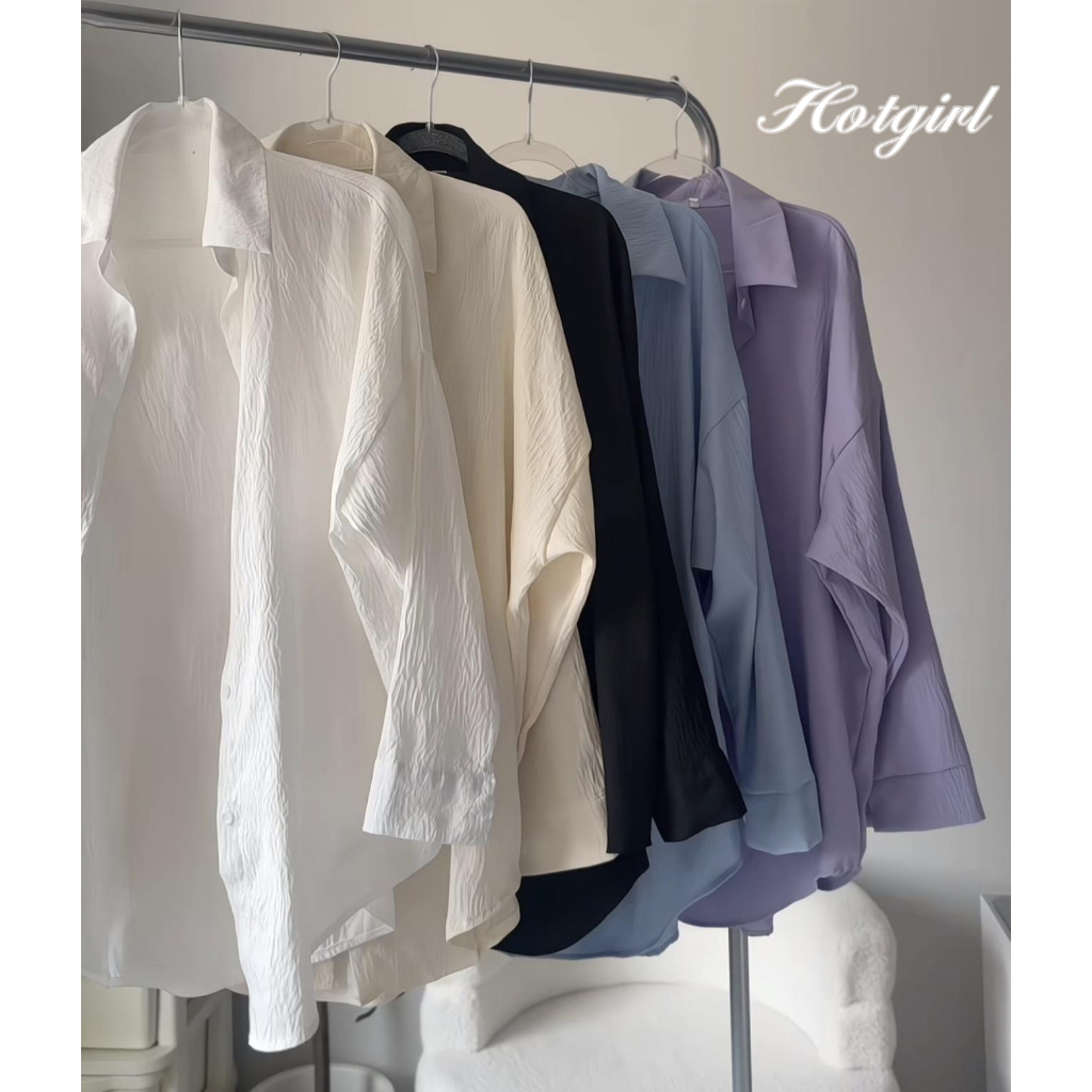 Hotgirl พร้อมส่ง เสื้อเชิ้ตผู้หญิง เสื้อผ้ากันแดด สีขาว ด้วยปุ่ม บางใส่สบาย ดีไซน์เก๋ไก้และเซ็กซี่ สไตล์เกาหลี
