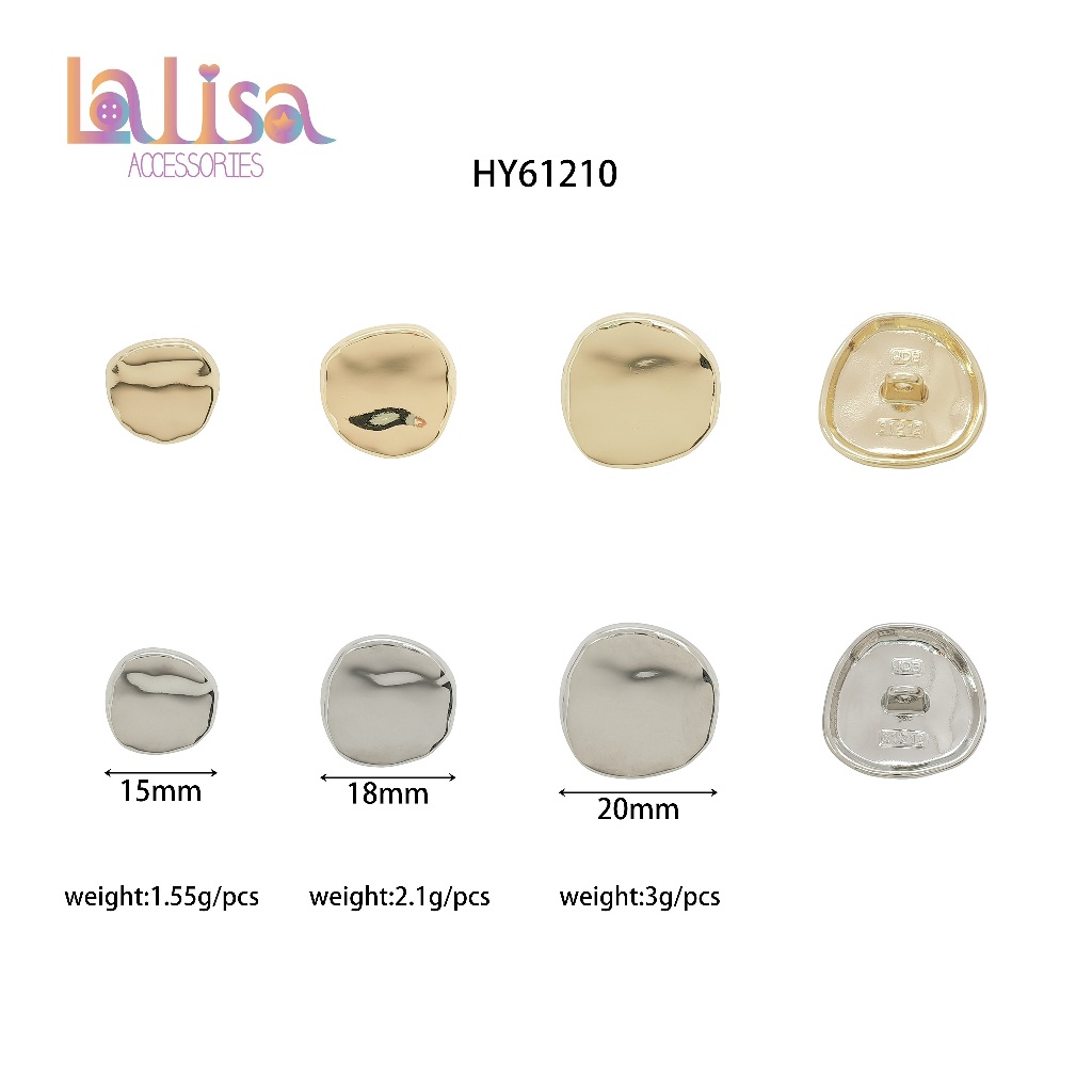 กระดุมโลหะแฟชั่นดีไซน์เรียบหรูผิวเงาสวย alloy button HY61210