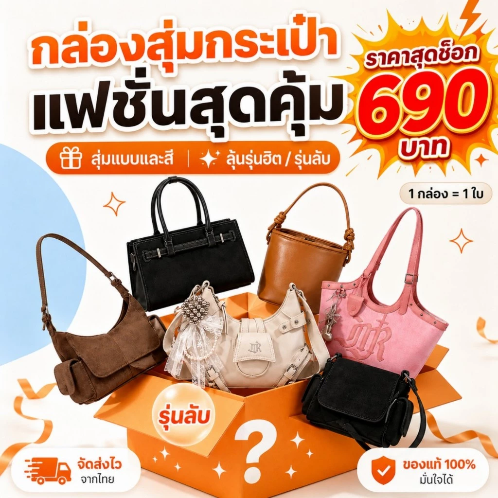 1 กล่อง = กระเป๋า 1 690 บาท มีโอกาสได้รุ่นลับ กระเป๋าสะพาย กระเป๋าถือ สไตล์เกาหลี ฉบับซ่อนเร้น MANYRARE BAG