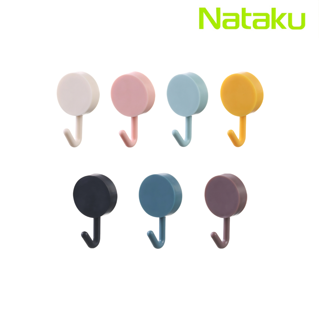 Nataku ตะขอติดผนัง ตะขอแขวนติดผนัง Wall hook ไม่ต้องเจาะ กาวติดแน่น ไม่หลุดง่าย 12ชิ้น 24ชิ้น ส่งแบบคละสี