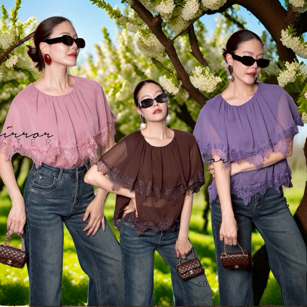 MirrorsisteR 60511.2 เสื้อชีฟองเนื้อละเอียดดีไซน์ทรงระบายรอบตัว