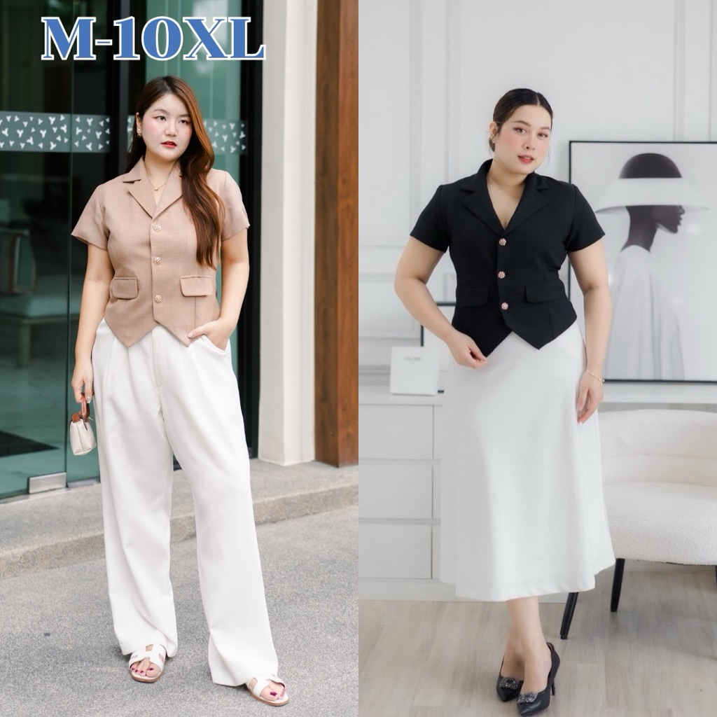 เสื้อเอวคอด พรางพุง  มี5สี ถึง10XL รุ่น Aura