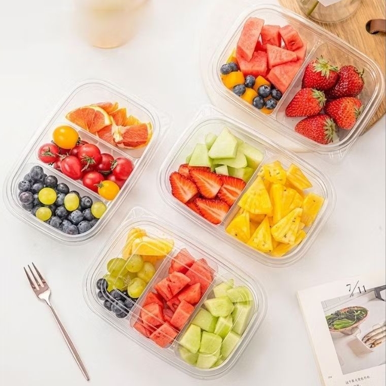 พร้อมส่ง (แพ็ค 25 ใบ) Food Box กล่องแบ่งช่อง ใส่ผลไม้ ขนม อาหาร