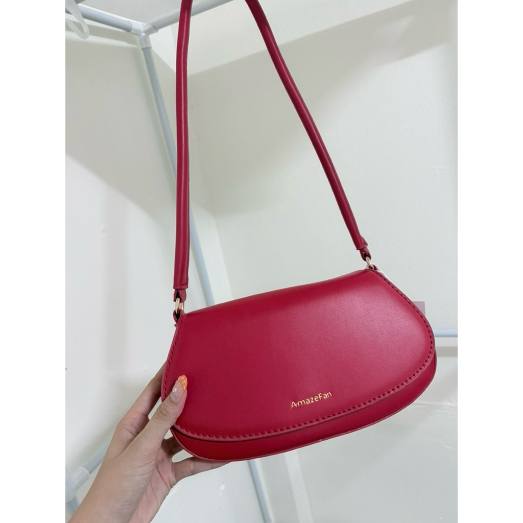 🔖 ป้าย AmazeFan รุ่น Monet Classic Bag สีมะเขือเทศ 🍅 กระเป๋าแฟชั่นสะพายข้างทรงสวย