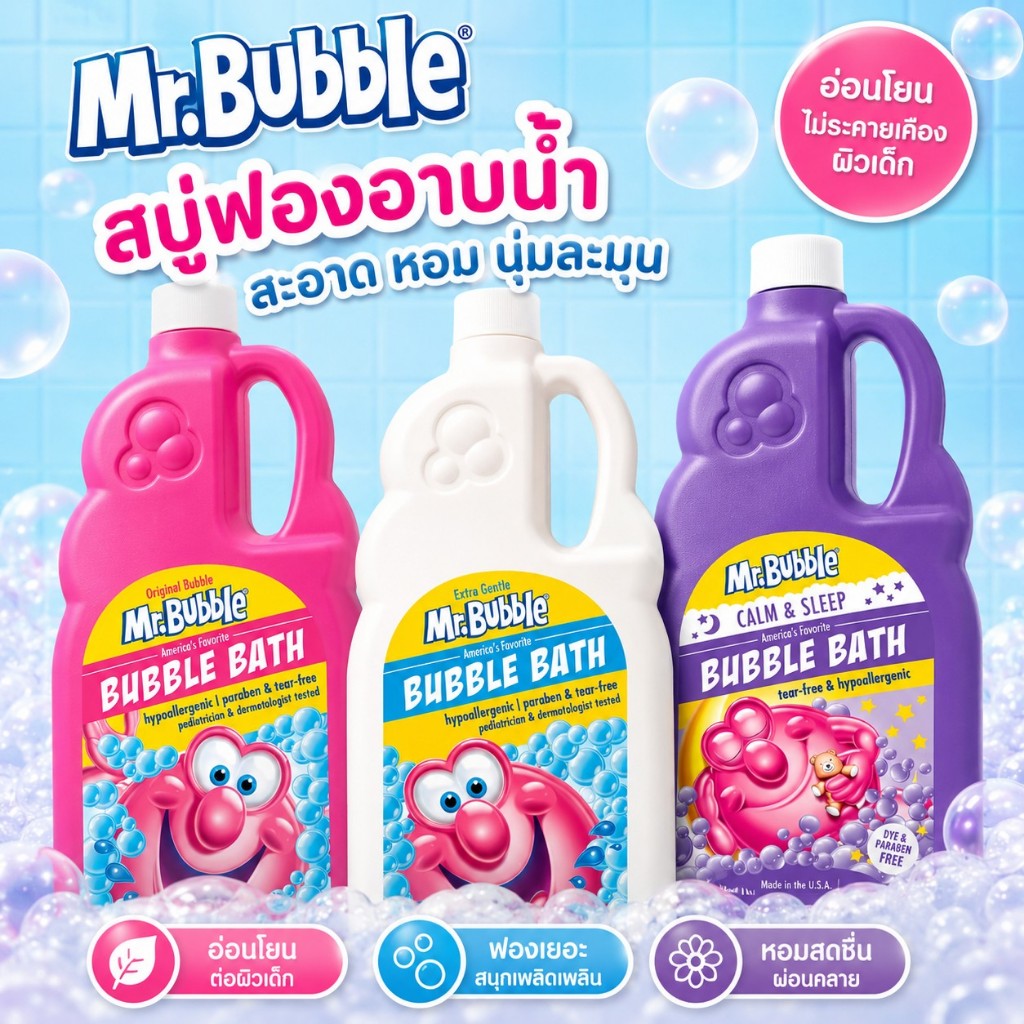 Mr.Bubble Bubble Bath (Made in USA) สบู่ทำฟองสำหรับเด็ก สบู่ตีฟอง สูตรอ่อนโยน