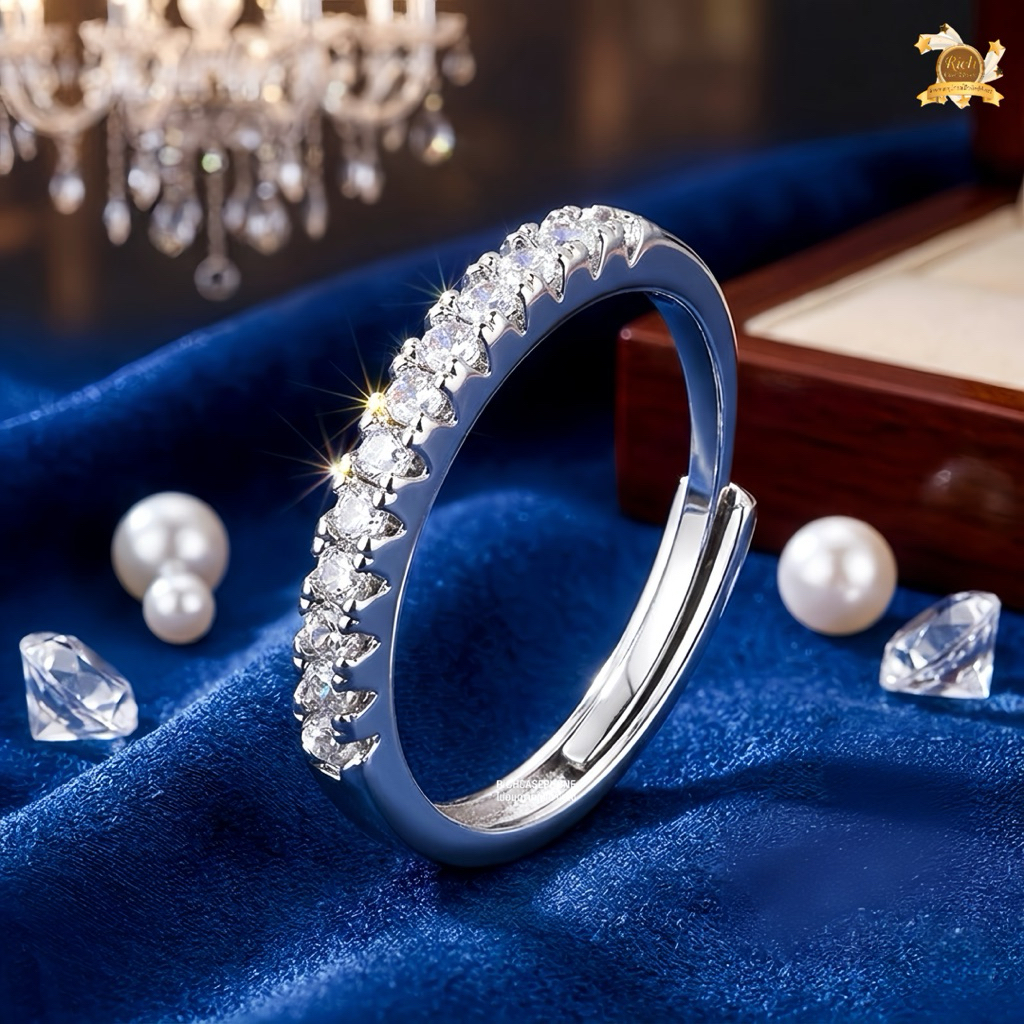 แหวนแฟชั่นผู้หญิง ( J15 ) สวยเงางาม หรูหราเบา ฟรีไซส์ แหวนเปิดปรับได้