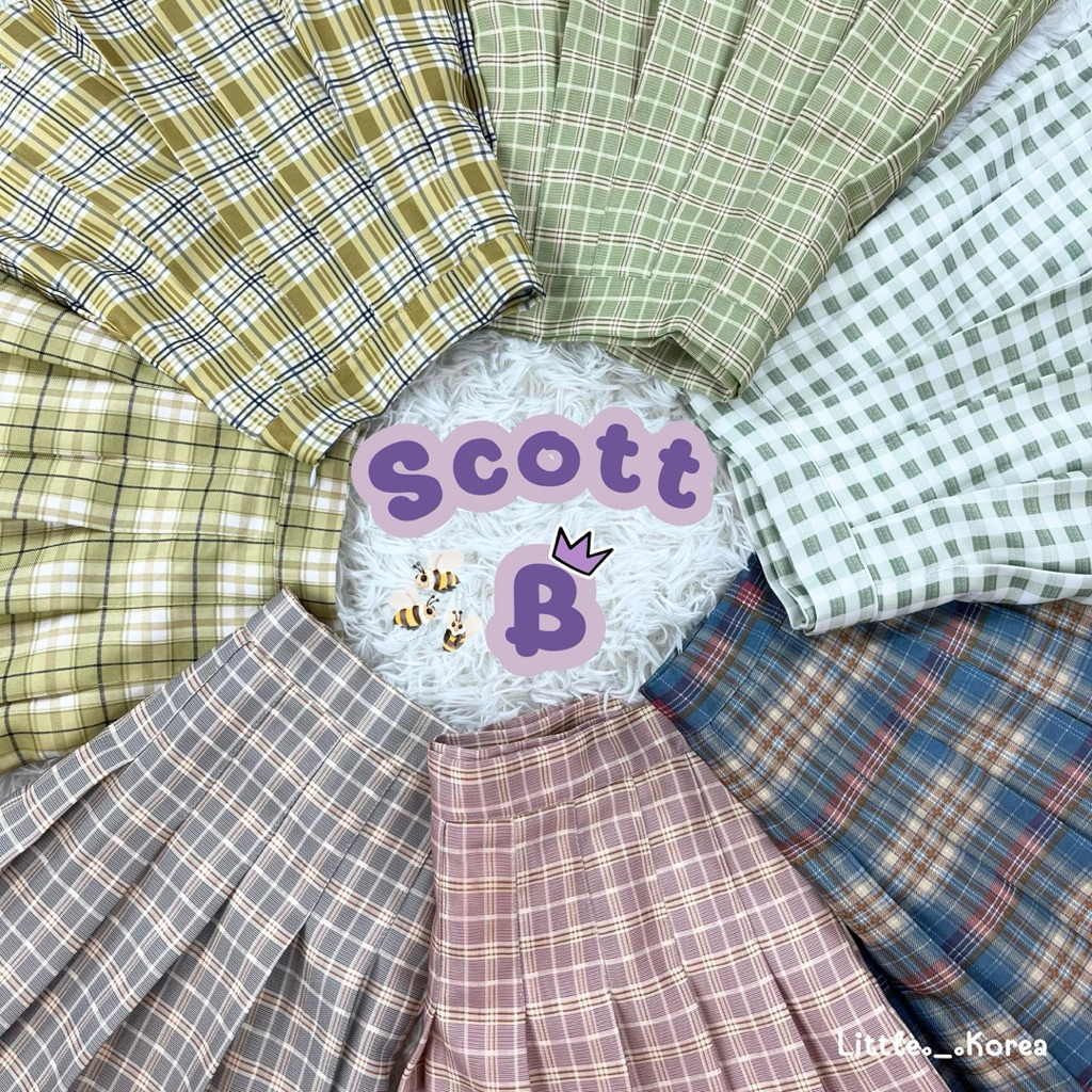 LITTLE KOREA - รุ่น Scott B ยาว 14.5”-15.5” XS-XXL เอว 23” ถึง 32” กระโปรงเทนนิสลายสก็อต มีซับใน