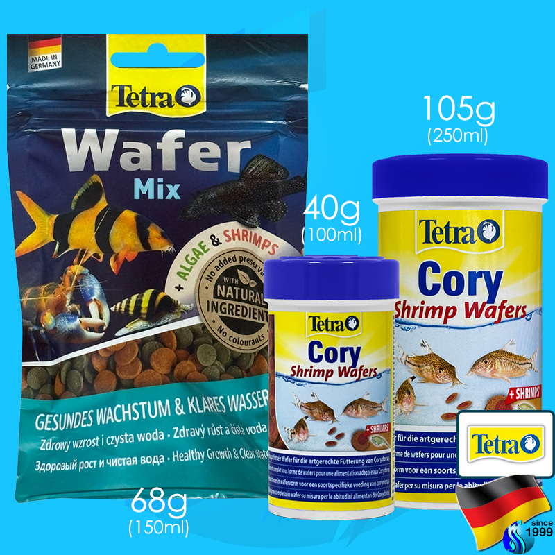 Tetra Cory 40g 105g / Wafer Mix 68g เตตร้าคอรี่ เวฟเฟอร์ มิกซ์ อาหารปลากินพื้น กุ้ง จมน้ำ shrimp waf