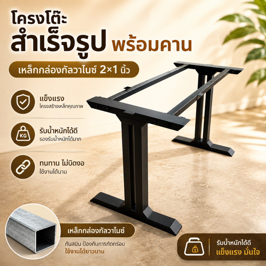 โครงโต๊ะเหล็กรหัส IT พร้อมคานเหล็ก