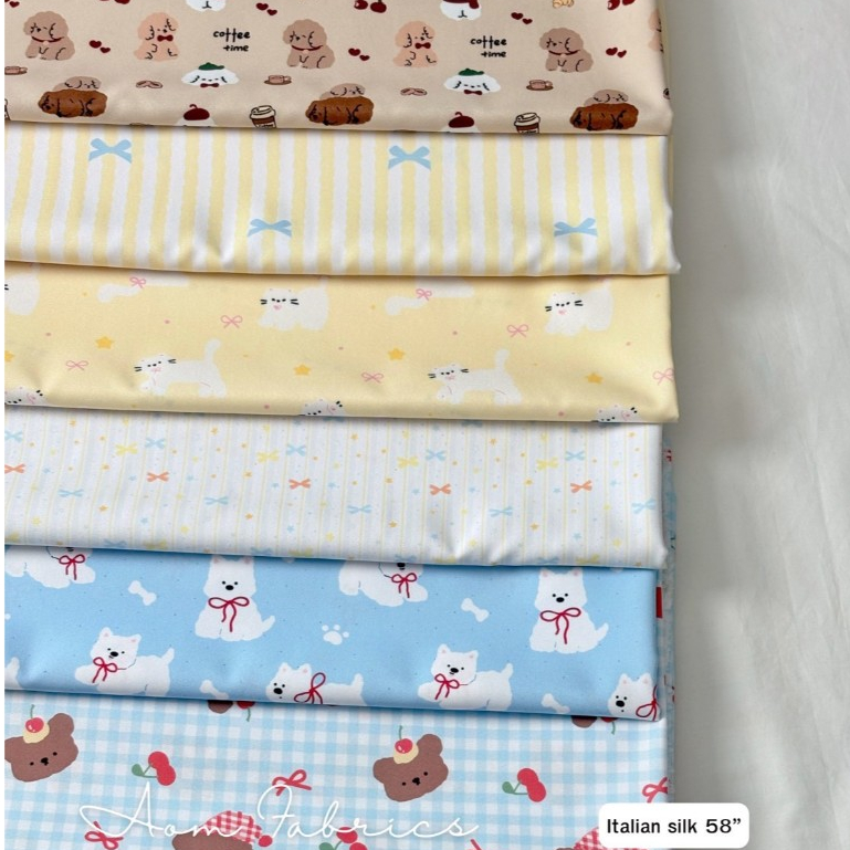 Aom Fabrics 🌷ผ้าไหมอิตาลี่เกรดA  120 แกรม รหัส 1559-1565 หน้ากว้าง 58 นิ้ว เนื้อนุ่มลื่น ไม่บาง ลายสวยมากก