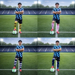 ถุงเท้าฟุตบอลลายทาง STRIPED SOCKS ยาวคลุมเข่า ถุงเท้าฟุตซอล ผ้ายืด ใส่สบาย มีหลายสี