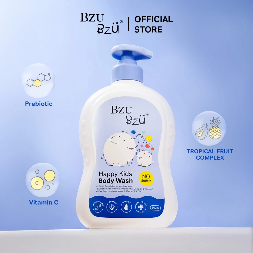 BZU BZU Happy Kids Body Wash 600ml บีซู บีซู สบู่อาบน้ำเด็ก สะอาด สดชื่น บำรุงผิวด้วยวิตามินC (4-12 ขวบ) thumbnail 5