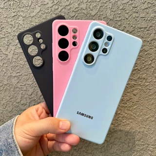 พร้อมโลโก้ ซิลิโคนเหลว เคสโทรศัพท์ Samsung S26 S25 S24 FE S23 S22 Ultra A57 A56 A55 A54 A53 A37 A36 A35 A17 A16 A15 A14