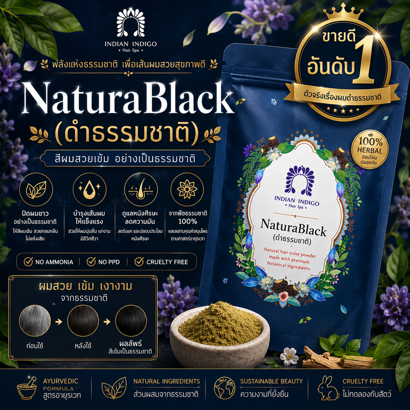🔥 ขายดีมาก🔥 พร้อมส่งด่วน (สีดำธรรมชาติ) Natural​ black​ผงพืชย้อมผม สูตรบอบบางแพ้ง่าย สีผมสวยธรรมชาติ อ่อนโยน ปลอดภัย